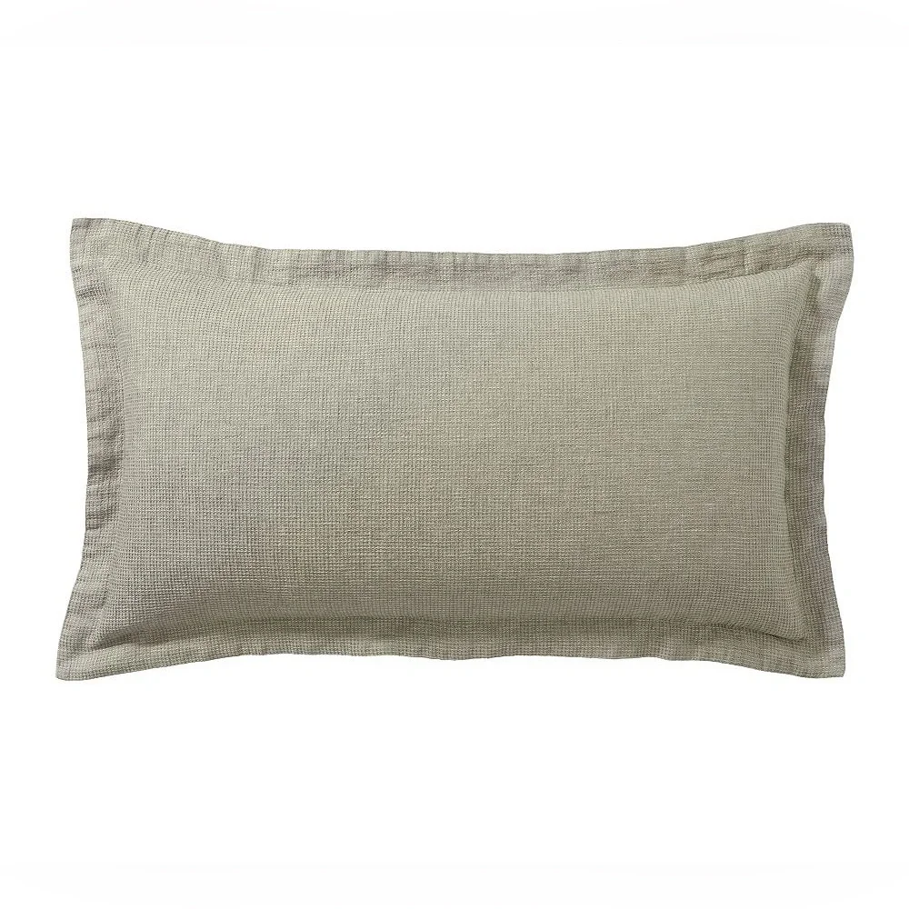 NEW Pottery Barn Belgian Flax Linen Waffle Weave King Pillow Sham Eucalyptus NWT